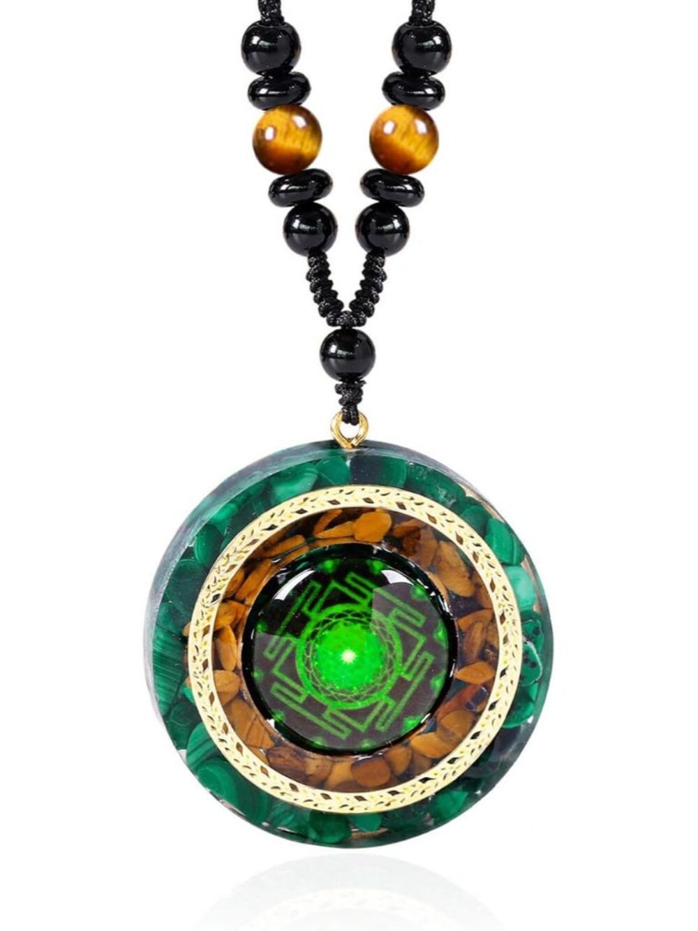 Orgonite Necklace - Sri Yantra Rotatable Pendant For Anti Stress Anxiety & Medit